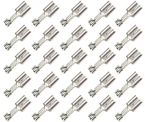 25 Flachsteckhülse 6,3x0,8 Kabelschuh unisoliert 1,50²-2,50² DIN 46340 Rasthaken