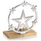 com-four® Teelichthalter mit Stern-Motiv - Weihnachtlicher Kerstenständer mit Holz-Sockel - dekorativer Kerzenhalter Weihnachten - Weihnachtsdeko (Stern mit Sockel)