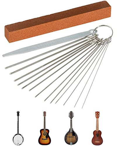 Aatpuss Lime per Capotasto Chitarra, Aghi di Macinazione in Acciaio, Set di Lime per Sella per Ponte per Chitarra, per Chitarra, Ukulele, Basso(2 Colori)