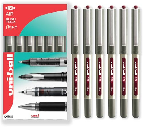 Uni-Ball EYE - UB-157 Rollerball Pens - 0.7mm Nib - Red Wine - Pack of 6