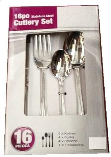 TRTO 16Pcs Stainless Steel Cutlery Set Kitchen Dining Table Tea Spoon Useful for Kitchen Easy to Use and Cleans