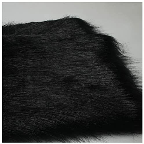 ZhHOME Flauschige Einfarbig Kunstpelzs Kunstfell Fellimitat Stoff 10cm Lange Flor 170x50cm Weich Plüschstoff für Kostüme, Dekorieren Basteln, Spielzeug(Color:Schwarz)