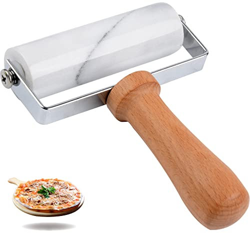 Tianman Rouleau à pâtisserie en marbre - Petit rouleau à pâtisserie - Rouleau à pizza - Rouleau en marbre antiadhésif - Type T - Pour la cuisson de gâteaux, tortilla, pizza, biscuits et autres