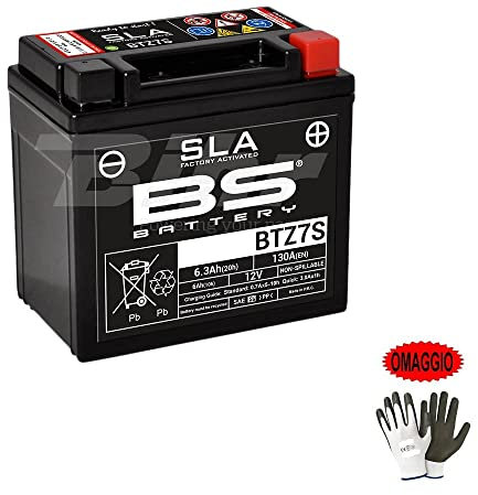 Compatible avec Honda XLV Varadero 125 2004 Batterie déjà prête à l'emploi BS BTZ7S Sla chargée scellée 6 Ah 12 V 113 x 70 x 105 mm