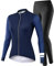 NUCKILY Radtrikot Damen Winter Langarm Thermo Fleece Fahrradtrikot und 3D Gepolsterte Hose, Atmungsaktiv Rennrad Trikot Damen mit 3 Rückentaschen Leuchtende Zipper