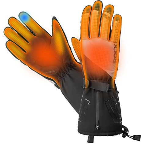 ROCKBROS Handschuhe Beheizbare Fahrradhandschuhe Winterhandschuhe Thermohandschuhe für Winterskifahren Radfahren Motorradfahren Damen Herren L