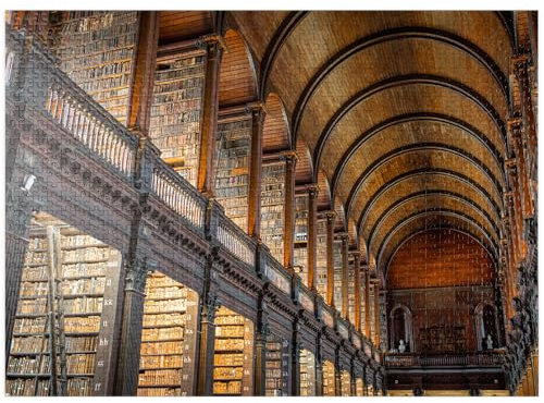 MyPuzzle Books in The Long Room Library, Trinity College Dublin Ireland - Premium 1000 Piece Jigsaw Puzzle for Adults
