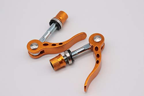 CarbonEnmy 2er Set Schnellspanner M6x50mm Kompakte Sattelklemme aus Aluminium 6061-T6 Präzisions-Schnellverschluss für Faltrad & City-Bike (Gold)