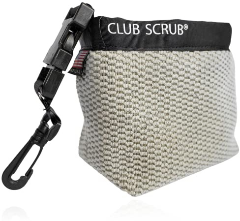 Club Scrub Pro Golf Club and Golf Ball Cleaning Bag, Waterproof Clean Face Technology Liner, Perfectly Dry Microfiber Exterior, Detachable Clip, Machine Washable, Cleans Club Grooves