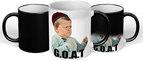 Midget Meme Goat Mug 11oz Ceramic Secret Santa Humour Gag Gift Funny Mugs for Men Gift for Woman Xmas Present Funny Novelty Meme Mug Perfect Weird Gag Gifts for Office (Magic Mug)