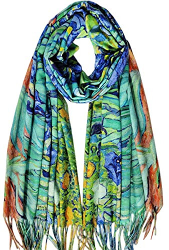 VENVSBEE Wendbarer Schal, weich, Kaschmir-Haptik, großer Schal, doppelseitiger Kunstdruck, warm, Pashmina, Klimt, Van Gogh, Geschenke, Art 07, L