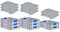 PROREGAL SuperSparSet 8x Eurobox NextGen Color mit Auflagedeckel & Schiebeschnappverschlüsse, HxBxT 12x40x60cm, 23L, Griffe blau geschlossen, Glatter Boden, Eurobehälter Transportbox Transportbehälter