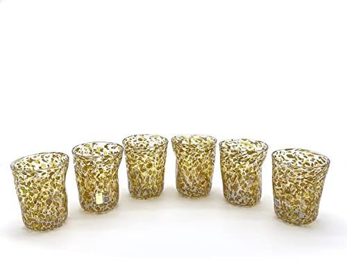 Sei bicchieri artistici in vetro di Murano, set di bicchieri in vetro color ambra fatti a mano, YourMurano