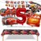 Auto Geburtstagsdeko 5 Jahre,Geburtstagsdeko Kinder, Auto Folienballondeko,Auto Geburtstagsdekorationen,mit Happy Birthday Banner und Auto Tischdecke,für Auto Thema Geburtstag Party Dekoration