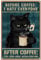 CREATCABIN Schwarze Katze Kaffee Blechschilder Metall Before Coffee I Hate Everyone Wandposter Lustige Aufhängen Dekoration Für Café Zuhause Badezimmer Wohnzimmer Schlafzimmer Geschenke 20x30cm