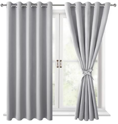 Hiasan Verdunklungsvorhänge Gardinen mit Ösen,Silver grau Blickdicht Vorhänge,2 Stück,167 x 137 cm (Breite x Höhe),weiche Schiebevorhänge für Schlafzimmer,Wohnzimmer usw.