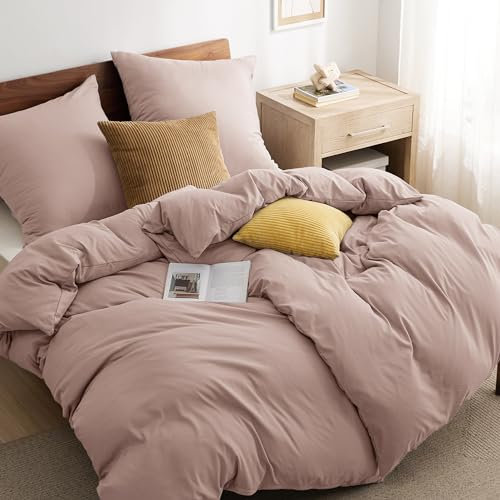 BEDSURE Bettwäsche 135x200 4teilig Adobe Rose - 2 Bettbezüge 135x200 cm + 2 Kissenbezüge 80X80 cm, ÖKO-TEX Bettwäsche-Sets Rosa Polyester Mikrofaser mit Reißverschluss