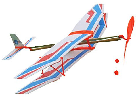 Rubber Band Powered Airplane Model - White and Blue Bi-Plane Model | Flying Toy Plane - Great Performance | 50 x 43cm