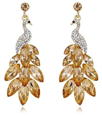 fdsmall Frauen Quasten Ohrringe Pfau Ohrringe Österreichische Kristall Boho Wasserfall Perlen Fransen Tropfen Ohrring