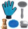 4Pcs Dog Shower Grooming Kit - Soft Silicone Pet Shampoo Massage Dispenser, Adjustable Soothing Rubber Brush, Self-Cleaning Slicker Comb, Gentle Deshedding Brush Glove for Cats & Dogs