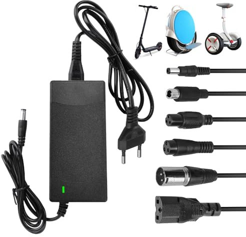 Chargeur Trotinette Electriqu, 42V 2A Chargeurs de Scooter avec 6 Connecteurs Universel Chargeur avec Dissipation de Chaleur pour Trottinette électrique, Chargeur de Batterie pour Hoverboard (EU)