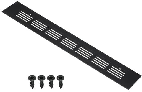 PATIKIL Cubierta de Ventilación de Rejilla de Malla de Aluminio de 12 x 2 Pulgadas, Rectangular, con Tornillos de Montaje para Puertas de Armario y Armario, Color Negro