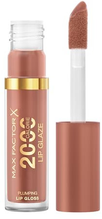 Max Factor 2000 Calorie Lip Glaze Caramel Swish, Full Shine Lip Gloss, Nourishing with Hyaluronic Acid & Squalane, Instant Plump, Non-Sticky, Vanilla-Milk Scent, Fuller Looking Lips