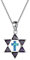 Blauer Opal David Stern Und Kreuz Kruzifix Halskette,Kristalln Feuer Opal Kreuz Anhänger, Hexagramm Halsband Mit Geburts Stein Statement Halskette