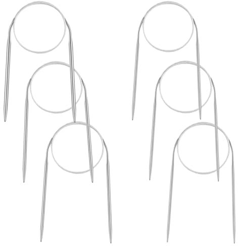 Aeelike 6 Stück Rundstricknadeln Edelstahl Set 60 cm, Ergonomische Stricknadeln Rundstricknadel 2,5mm/3,0mm/3,5mm/4,0mm/4,5mm/5,0mm, Langlebige Rundstricknadel Set zum Stricken von Wolle und Garn