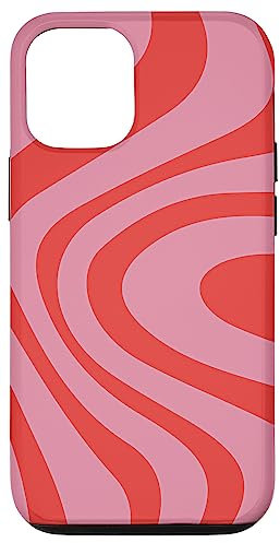 Retro Liquid Swirl Abstraktes Muster in Pink und Rot Hülle für iPhone 12/12 Pro