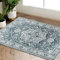 TOPICK Floral Print Fußmatte 60x90cm Vintage Blau Eingangsbereich Waschbarer Teppich Innen Kurze Zotten Teppich Ultradünn Rutschfester Carpet Badezimmer Küche Schlafzimmer Kinderzimmer