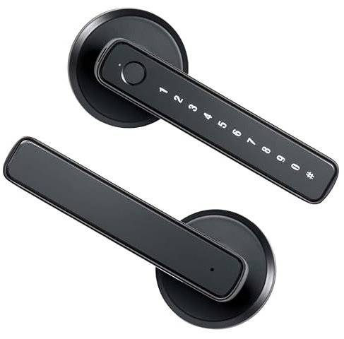 TKSTAR 4in1 elektronisches Touch Smart Lock Fingerabdruck-Sensor Türschloss Türklinke Türgriff mit Pin Zahlen-Code, Schlüssel, WiFi WLAN TUYA/APP-Steuerung weltweit