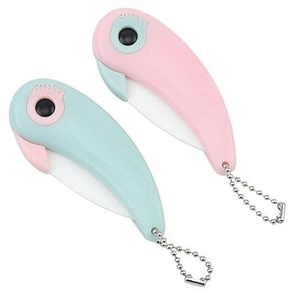 2 Pièces Couteau en Céramique, Mini Pliant D'office Knife de Fruits, Portable Folding Knife Outil Coupe Précision Lame, Oiseaux Poche en Forme de Coupe Pliable Oiseaux Couteau Couverts Portable