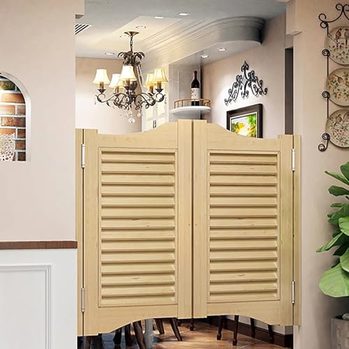 Saloontüren Westerntür, Schwingende Café-Türen, Cowboy Tür Aus Massivem Holz, Tür/Eingangs/Restaurant/Ladencafétüren, Flurtrennwänden Automatisch, Schließende Zauntür(Natural,W70*H80CM)