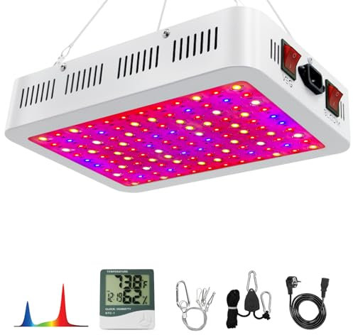 Nailgirls Vollspektrum LED Growlampe,3F1500 Vollspektrum Grow Light Pflanzenlampe mit Doppelschalter Veg/Bloom,UV Pflanzenlicht für Zimmerpflanzen,Grow mit Daisy Chain Funktion