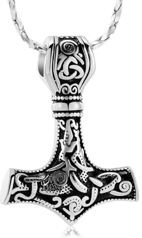 AIWENXI Thor's hammer Einäscherung Schmuck Männer Urne Halskette Frauen Keltische Knoten Nordic Viking Gedenk Mensch/Haustier Asche Anhänger Asche Halskette Schloss Souvenir Schmuck