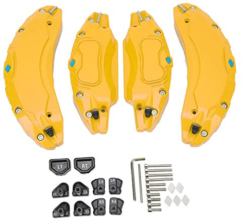 Compatible with Brake Caliper Cover, Brake Caliper Covers, Brake Caliper Cover For, 4PCS Car Caliper Cover Aluminium Alloy Disc Brake Caliper Guard (Yellow)