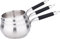 Kamberg - Set 3 casseroles 16/18/20 cm - Acier inoxydable Haute Qualité - Forme POMME - Bec verseur - Tous feux dont induction - Manche silicone noir
