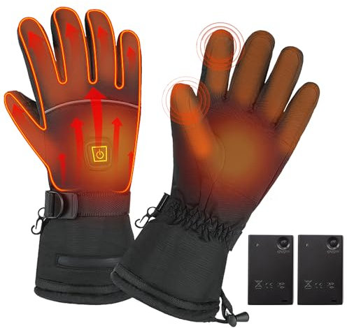 Beheizte Handschuhe, Lederhandschuhe, Winter Reiten im Freien warm,Touchscreen, wiederaufladbar Batterie,3 Heiztemperatur Einstellbare, geeignet für Radfahren Ski Angeln Wandern (Wiederaufladbar, L)