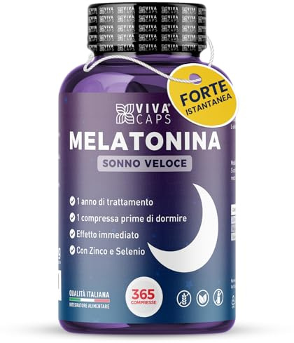 Melatonina per dormire 1mg alto dosaggio 365 microcompresse - Made in Italy | Melatonina forte con zinco e selenio per favorire l'addormentarsi e dormire meglio