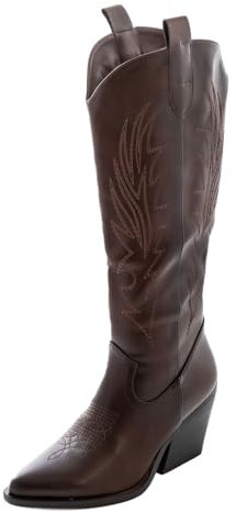 Toocool Stivali Donna Texani Cowboy Western Camperos Scarpe A Punta GA021 [Marrone, 37]