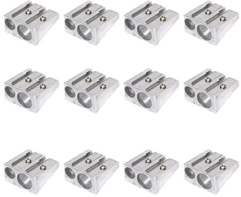 12 Stück Magnesium-Anspitzer, Doppelspitzer Doppelklinge, Elektrischer Anspitzer, FüR Familie Schule BüRo (Silber)