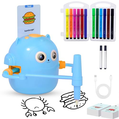 Jadyon Drawing Robot, Robot de Dibujo para Niños con 100 Tarjetas, Robo-t de Pintura, Juguete de Dibujo Educativo Montessori, Juguete Educativo Interactivo Robots de Dibuj-o Mágico para Niños&Niñas