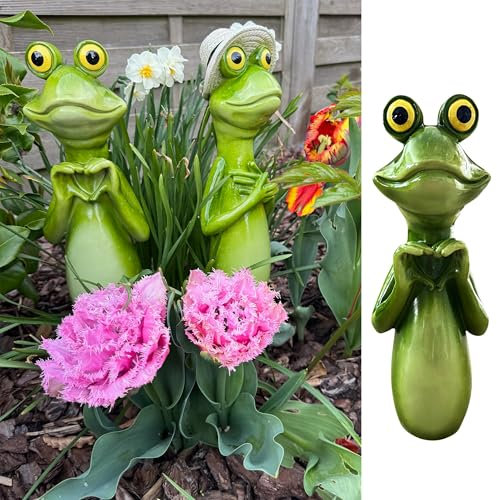 Online Fuchs Gartenstecker, Beetstecker Froschhals, Kopf - lustige Deko Gartenfiguren für Sträucher, Hecken und Blumen - Frosch, 30 cm groß - wetterfest (Frosch mit Herz)