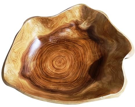 LEKEFETO Ciotola per Frutta in Legno Naturale: Ciotola in Legno Creativa Irregolare, Insalatiera in Legno, Ciotola in Legno Naturale Fatta a Mano per Frutta, Insalate, Dolci e Spuntini, 20-24cm
