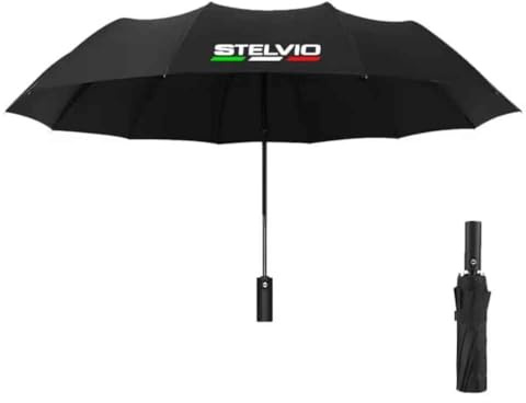 ELNas Auto Regenschirm für Alfa Romeo Giulia Giulietta Mito Stelvio, Kompakter Falt-Schirm mit Automatik-Öffnung Wind & Regenfest UV-Schutz Ausführung mit Metallgriff Autoschirm,normal-E E