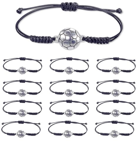 12 pcs bracelets de football pour enfants, bracelet tissé de sport de football réglable, bracelets d'amitié tressés, cadeaux de fête sportive, pour les anniversaires d'enfants sportifs