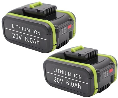 ZahoTse Lot de 2 batteries de rechange 20 V pour Worx (batterie uniquement), accessoires d'outils électriques sans fil pour Worx, WA3551 / WG169 / WA3516 / WX372 Lithium-Ion (4000 mAh)