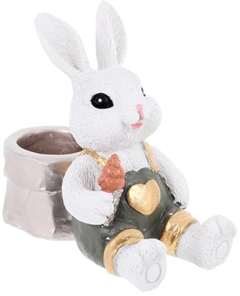 Veemoon Pot à Crayons Lapin Pâques Organisateur Résine Décoration Bureau Maison