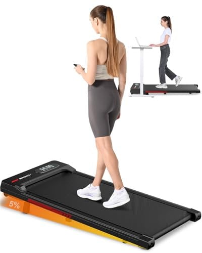 HomeFitnessCode Walking Pad für Zuhause mit Neigung - Laufband Laufpad Steigung Walkpad Gehband Untertisch Elektrisch 1-8 KMH Walking Band, Schwarz+Rot